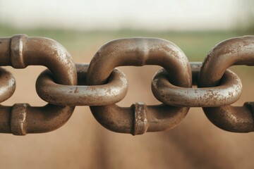 Fototapeta premium Industrial chain links connect securely, showcasing strength and