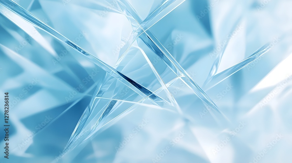Poster Mesmerizing low poly digital art with a futuristic crystal like pattern in a gradient of cool blue and cyan tones creating a captivating abstract and geometric backdrop or wallpaper