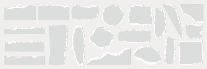 Collection torn paper strips in various shapes and sizes. Torn paper edges in vibrant colors. Torn paper for creative design projects. Colorful element vector set.