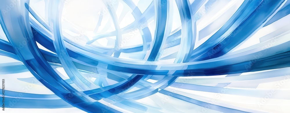 Aufkleber a serene abstract design featuring flowing blue lines against a soft white background, creating a se