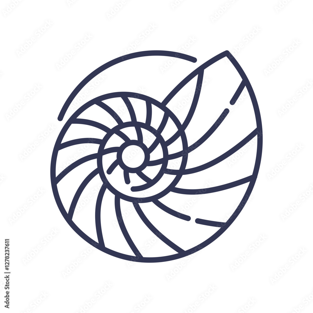 Aufkleber illustration of a nautilus shell spiral, symbolizing the fibonacci sequence in nature.