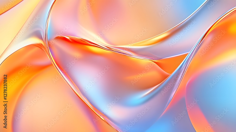 Poster Mesmerizing swirling and twisting liquid shapes in vibrant iridescent colors creating a dynamic futuristic and otherworldly abstract digital background  Fluid smooth