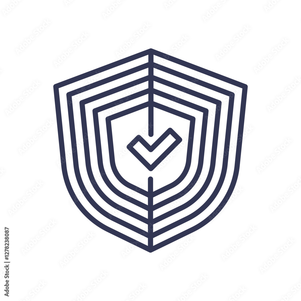 Poster shield with checkmark symbolizes security and reliability.