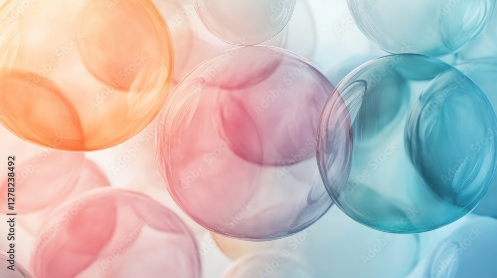 Poster floating bubbles with various colors creating an ethereal atmosphere