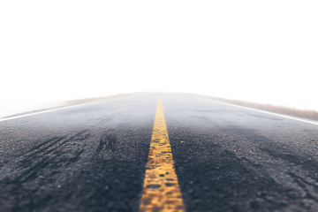 Empty road with yellow line isolated on white background