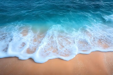 Obraz premium Serene Ocean Waves and Sandy Beach - Perfect for Summer Vacation Concepts and Travel Posters