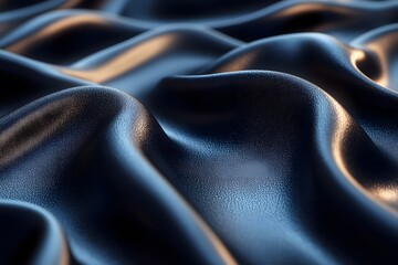 Luxurious Blue Satin Waves: Elegant Abstract Texture for Design