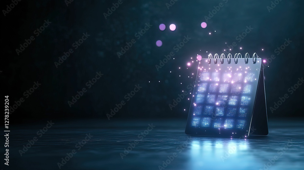 Aufkleber futuristic holographic calendar interface displaying events digital space animation tech environment