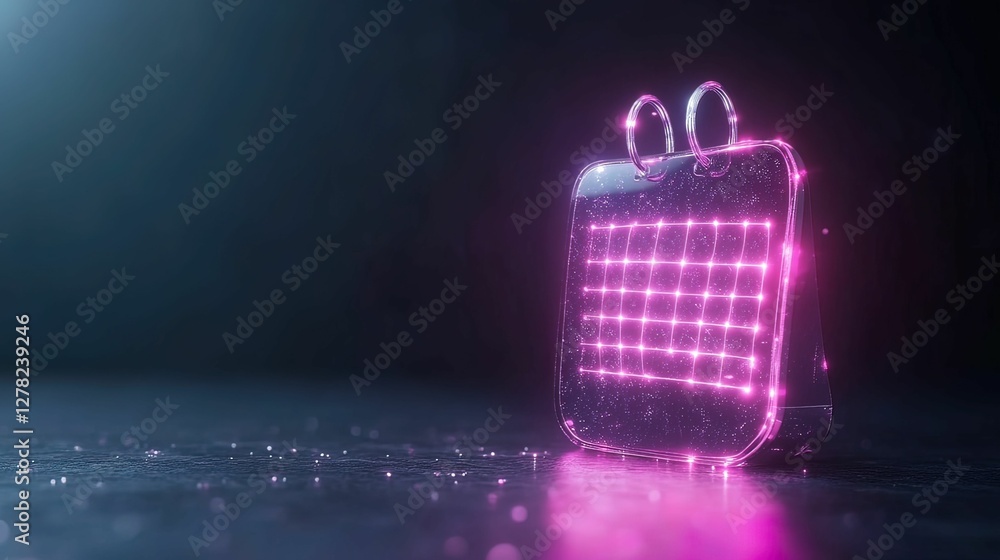 Aufkleber futuristic holographic calendar interface digital space 3d render virtual environment high-tech view