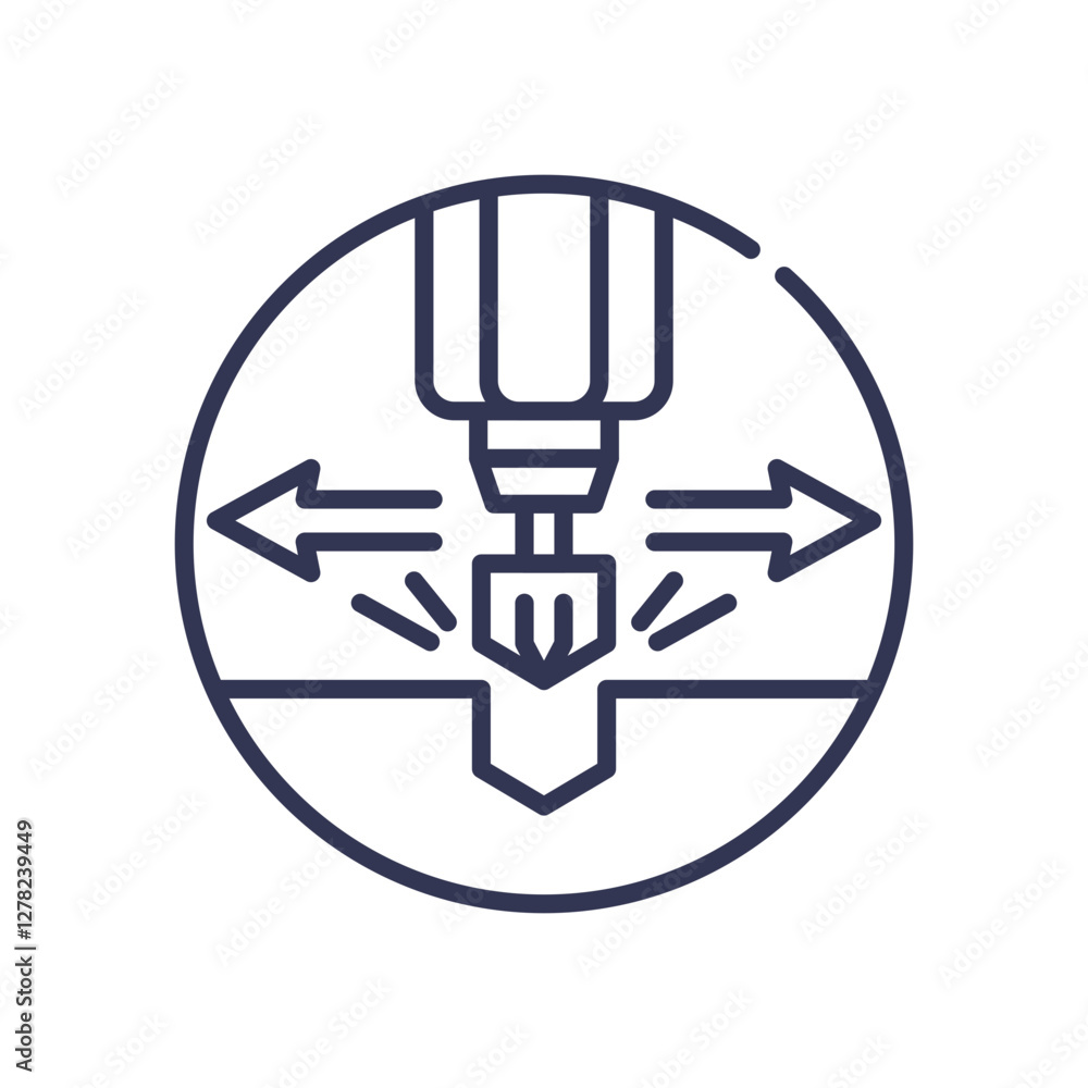 Poster icon of a cnc machine tool symbolizing speed and precision in manufacturing.