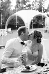 portrait of the newlyweds at the presidium