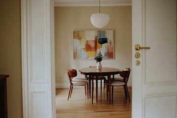 Modern Dining Room Interior Design With Abstract Art