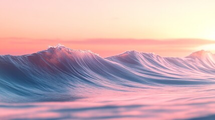 The Ocean Waves Are Rolling Underneath a Beautiful Pink Sunset Sky