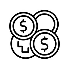 coins icon, coins line art - simple line art of coins, perfect for coins logos and icons