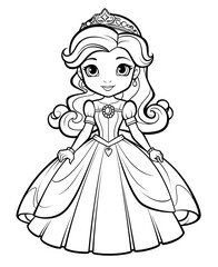 Fototapeta premium Coloring for children and adults cute princess.