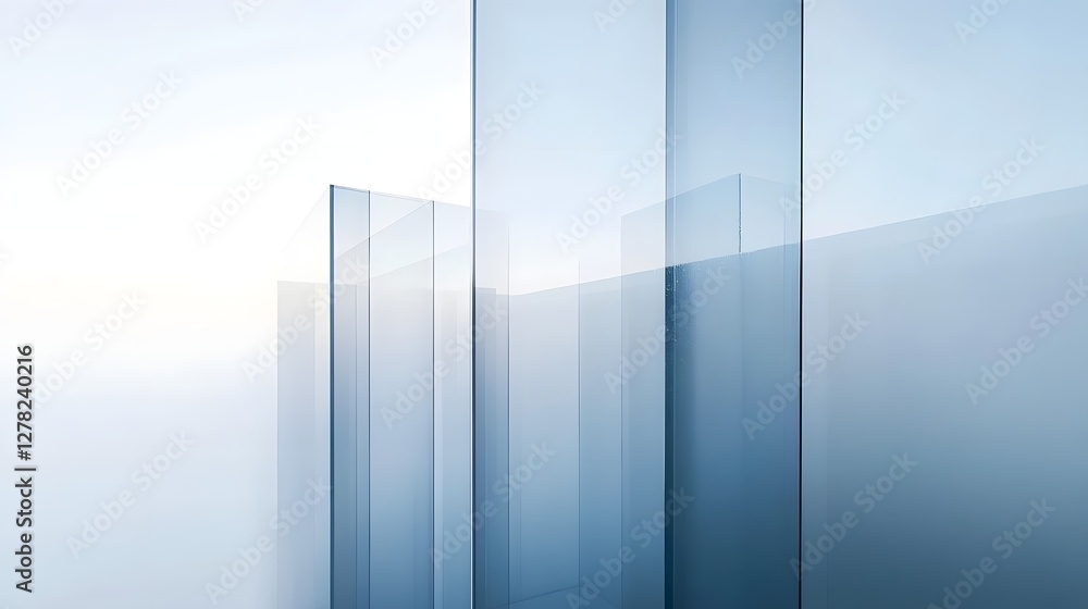 Aufkleber minimalist glass and steel architectural structure featuring clean lines geometric patterns and refl