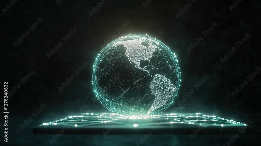 Poster remote workspace innovation global connection digital environment virtual platform futuristic concep