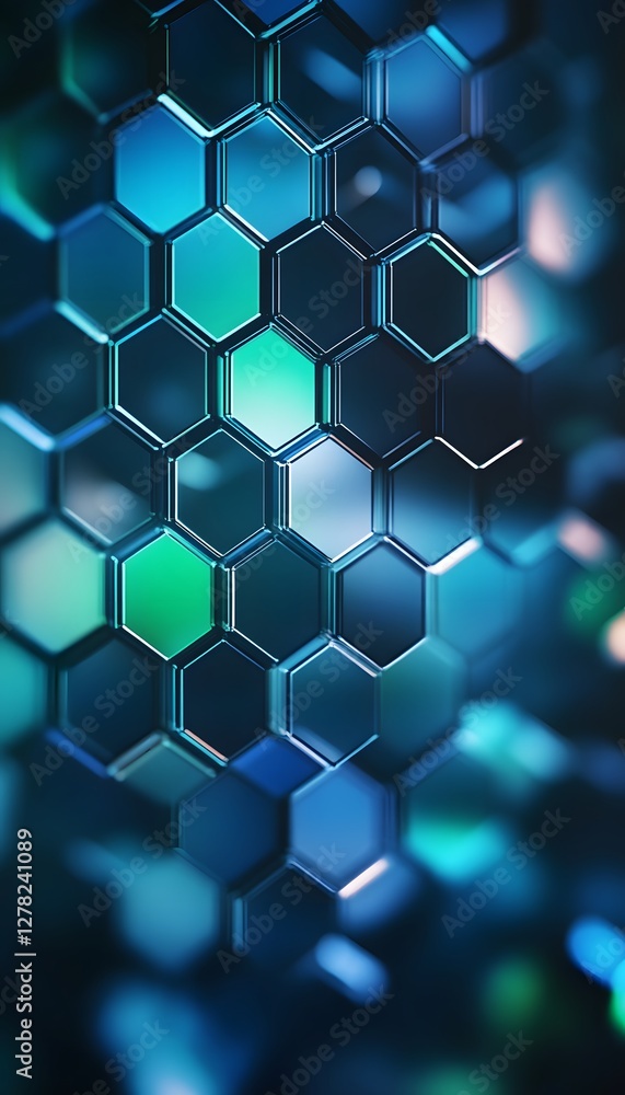Poster abstract image of a geometric honeycomb pattern with bright colors