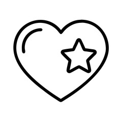 heart with star icon, heart with star line art - simple line art of heart with star, perfect for heart with star logos and icons
