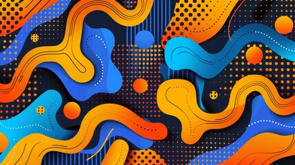 Vibrant abstract design with flowing shapes and dots