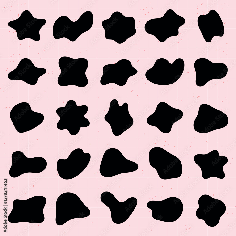 Poster abstract black blob shapes. random, organic blob shapes create a playful, artistic pattern. perfect 