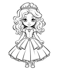 Fototapeta premium Coloring for children and adults cute princess.