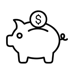 piggy bank icon, piggy bank line art - simple line art of piggy bank, perfect for piggy bank logos and icons