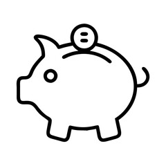 piggy bank icon, piggy bank line art - simple line art of piggy bank, perfect for piggy bank logos and icons
