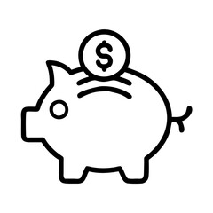 piggy bank icon, piggy bank line art - simple line art of piggy bank, perfect for piggy bank logos and icons