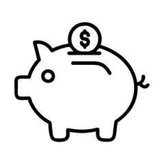 piggy bank icon, piggy bank line art - simple line art of piggy bank, perfect for piggy bank logos and icons