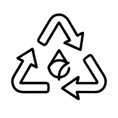 recycling icon, recycling line art - simple line art of recycling, perfect for recycling logos and icons
