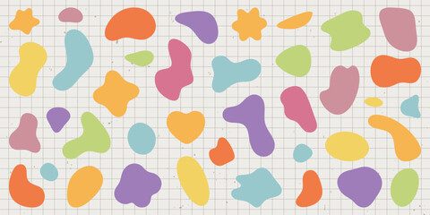 Colorful abstract shapes in various colors like pink, green, and orange. Abstract shapes create a playful, vibrant pattern. Abstract shapes add creativity. Colorful shapes, vector element set.