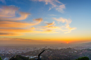 Vibrant Los Angeles Sunset with City Skyline View