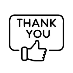 thank you icon, thank you line art - simple line art of thank you, perfect for thank you logos and icons