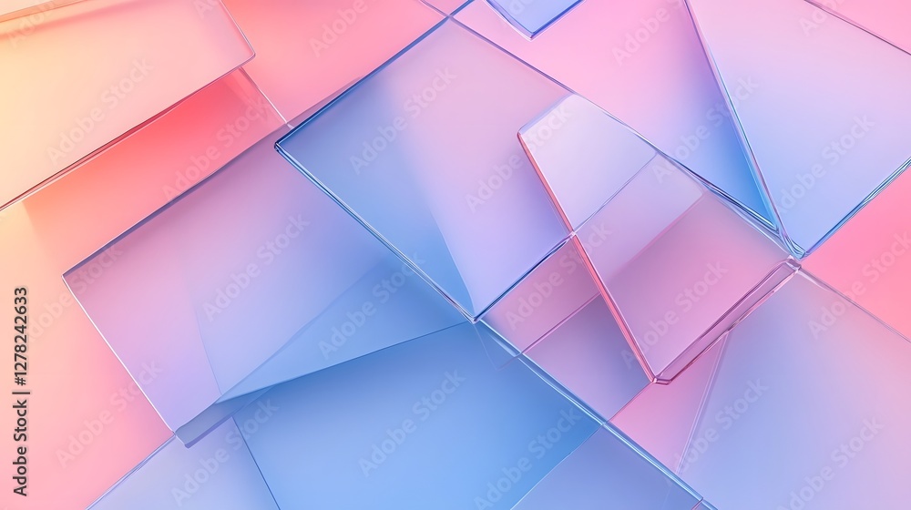 Leinwandbilder pastel colored geometric shapes triangles and color gradient composition in a modern minimalist and 