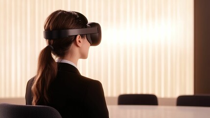 High-tech virtual meeting showcasing collaborative planning in a modern office space futuristic environment professional perspective