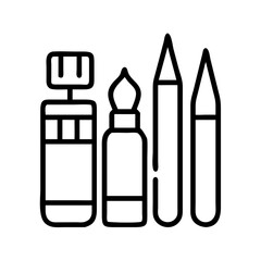 art supplies icon, art supplies line art - simple line art of art supplies, perfect for art supplies logos and icons