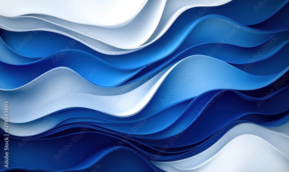 Poster abstract blue wave patterns with layered textures and gradients for modern design