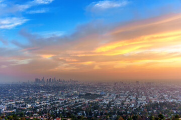Vibrant Sunset Over Los Angeles Cityscape