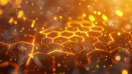 Abstract yellow digital hexagon modern background. 4K Footage of Abstract yellow digital hexagon modern background for banner, web design