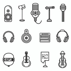 Obraz premium Music equipment and instrument icons.