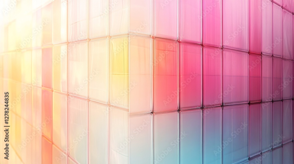 Poster a colorful gradient abstract shows translucent blocks in a corner