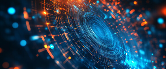 Obraz premium Futuristic technology background with glowing lights and patterns