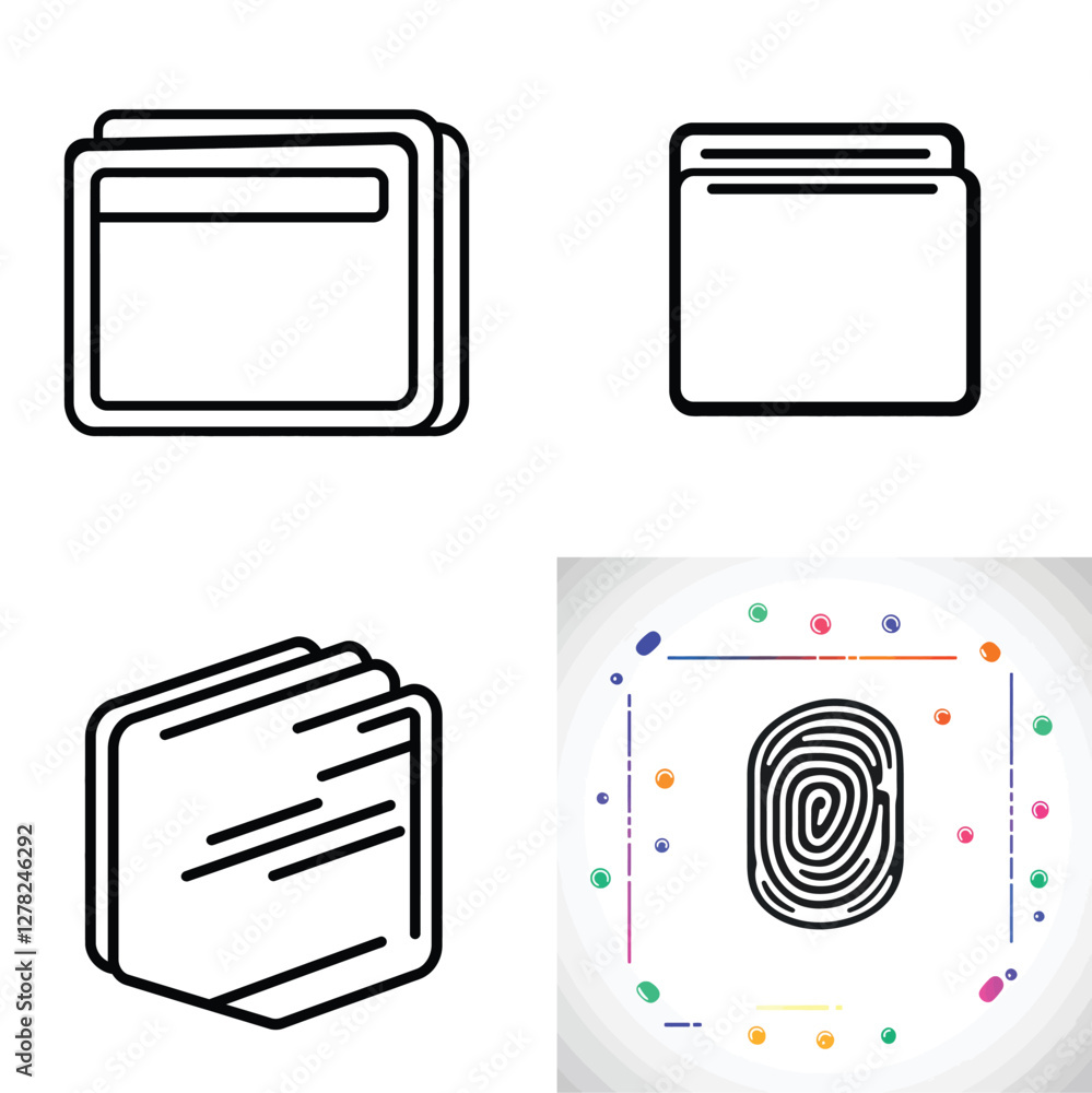 Aufkleber folders vector icons set. outline icons for web design