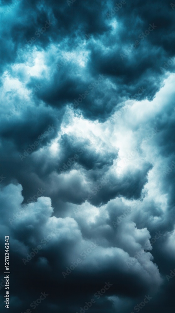 Poster dramatic teal sky with dynamic cloudscape creating a moody atmosphere for weather and nature photogr