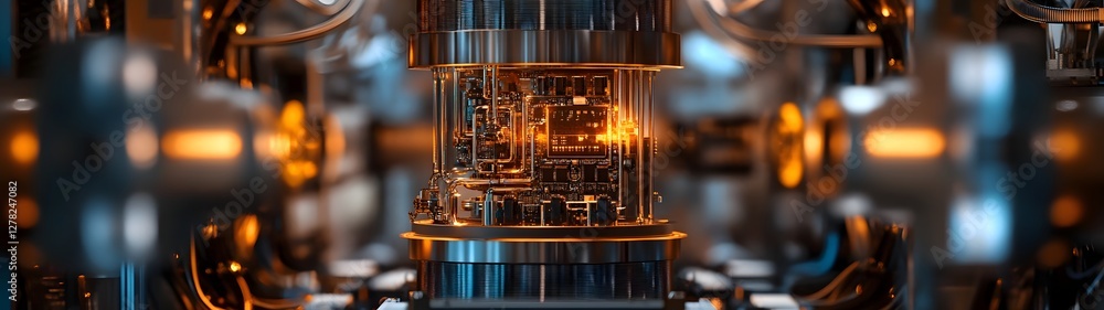 Poster Quantum Computer Processor   Futuristic Technology Innovation and Engineering Concept