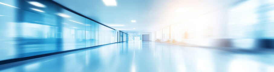 Blurred light blue hallway with motion blur for ambiance