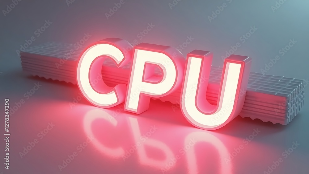 Fototapete illuminated cpu typography on a minimalistic background with soft lighting effects