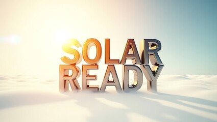 Creative typography showcasing solar readiness against a bright landscape