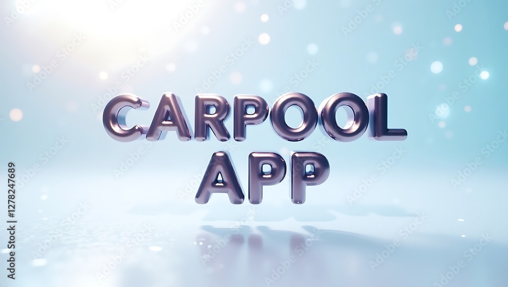 Aufkleber carpool app creation with shiny typography on a soft blue background